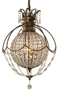 Casa Padrino Barock H�ngeleuchte mit Kristallglas Bronze  45,7 x H. 70 cm - Prunkvolle H�ngelampe im Barockstil - Edel & Prunkvoll