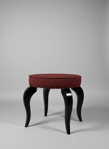 Casa Padrino Barock Hocker Rund Rot / Schwarz  50 x H. 50 cm - Gestreifter Sitzhocker