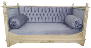 Casa Padrino Barock Hundebett Grau / Creme - Prunkvolles Antik Stil Hundebett - Handgefertigte Hunde M�bel im Barockstil - Barock Tierm�bel - Antik Stil Tierm�bel