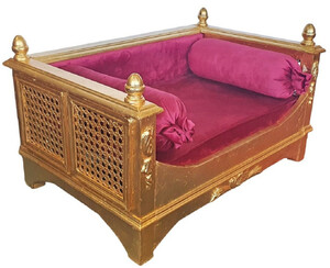 Casa Padrino Barock Hundebett Bordeauxrot / Gold - Prunkvolles Antik Stil Hundebett - Handgefertigte Hunde M�bel im Barockstil - Antik Stil Tierm�bel - Barock Tierm�bel