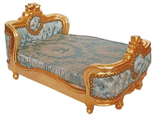 Casa Padrino Barock Hundebett Gr�n Muster / Gold - Handgefertigtes Antik Stil Hundebett - Prunkvolle Hunde M�bel im Barockstil - Antik Stil Tierm�bel - Barock Tierm�bel