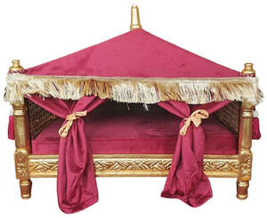 Casa Padrino Barock Hundebett Bordeauxrot / Gold - Handgefertigtes Antik Stil Hundebett - Prunkvolle Hunde M�bel im Barockstil - Antik Stil Tierm�bel - Barock Tierm�bel