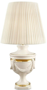 Casa Padrino Barock Keramik Tischleuchte Elfenbeinfarben / Gold  45 x H. 90 cm - Barock Wohnzimmer Lampe