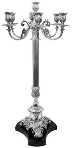 Casa Padrino Barock Kerzenhalter Silber / Schwarz 38 x 38 x H. 88 cm - Aluminium Kerzenstnder im Barockstil - Barock Deko Accessoires