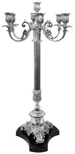 Casa Padrino Barock Kerzenhalter Silber / Schwarz 38 x 38 x H. 88 cm - Aluminium Kerzenst�nder im Barockstil - Barock Deko Accessoires