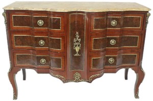 Casa Padrino Barock Kommode Braun / Gold / Creme 130 x 50 x H. 90 cm - Handgefertigte Massivholz Kommode mit 6 Schubladen und Marmorplatte - Barock M�bel