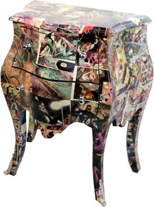 Casa Padrino Barock Kommode Comic Design 63 cm x H 75 cm Mod3 - Handgefertigtes Unikat -  Limited Edition