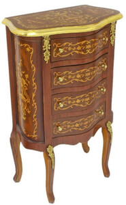 Casa Padrino Barock Kommode Dunkelbraun / Gold 50 x 30 x H. 80 cm - Handgefertigte Massivholz Antik Stil Kommode mit 4 Schubladen - Barock M�bel