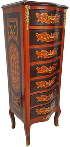 Casa Padrino Barock Kommode mit 7 Schubladen Braun / Gold - Prunkvoller Massivholz Schrank im Barockstil - Wohnzimmer M�bel im Barockstil - Barock M�bel - Barock Einrichtung