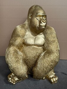 Casa Padrino Deko Skulptur Gorilla Gold H. 75 cm - Deko Figur