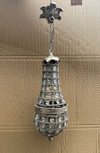 Casa Padrino Barock Kristall H�ngeleuchte Silber H. 35 cm - Barockstil H�ngeleuchten
