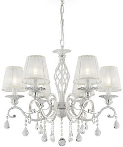 Casa Padrino Barock Kristall Kronleuchter Wei� mit Gold  63 x H. 76-116 cm - Runder Barockstil Kronleuchter - Barock Wohnzimmer Kronleuchter - Edel & Prunkvoll