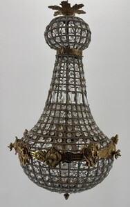 Casa Padrino Barock Kristall Kronleuchter Antik Messing H. 73 cm - Barock Leuchten