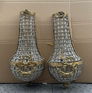 Casa Padrino Barock Kristall Wandleuchten Set Gold H. 50 cm - Barockstil Wandleuchten