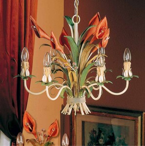 Casa Padrino Barock Kronleuchter Pastell  60 x H. 45 cm 6-flammig - Handgefertigte Leuchte aus Italien - Barock Leuchten