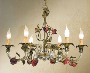 Casa Padrino Barock Kronleuchter Pastellgr�n  70 x H. 55 cm 6-flammig - Handgefertigte Leuchte aus Italien - Barock Leuchten