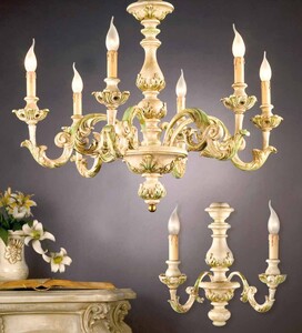 Casa Padrino Barock Kronleuchter Venezianisch Gr�n Gold  85 x H. 65 cm 6-flammig - Handgefertigte Leuchte aus Italien - Barock Leuchten
