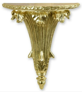 Casa Padrino Barock Kunstharz Wandkonsole Gold 28,6 x 14,3 x H. 33,8 cm - Polyresin Wanddeko Konsole im Barockstil - Barock Deko Accessoires - Barock M�bel - Barock Interior