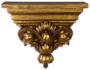 Casa Padrino Barock Kunstharz Wandkonsole Antik Gold 33,3 x 9,5 x H. 28,5 cm - Wanddeko im Barockstil