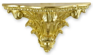 Casa Padrino Barock Kunstharz Wandkonsole Gold 35,8 x 16 x H. 20 cm - Polyresin Wanddeko Konsole im Barockstil - Barock Deko Accessoires - Barock Mbel - Barock Interior