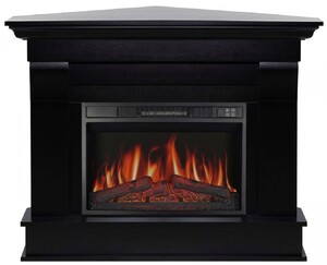 Casa Padrino Barock LED Elektro Eckkamin Schwarz 110 x 70 x H. 90,6 cm