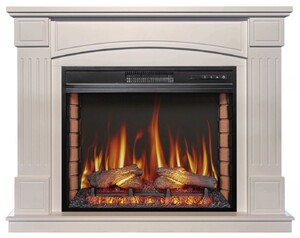 Casa Padrino Barock LED Elektrokamin Wei 114 x 34 x H. 90,3 cm