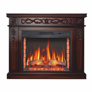 Casa Padrino Barock LED Elektrokamin Dunkelbraun 113 x 31 x H. 92,2 cm - Barock Mbel