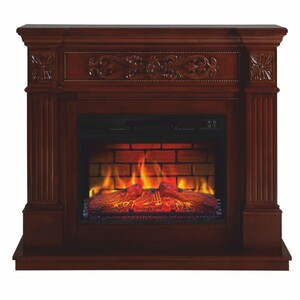 Casa Padrino Barock LED Elektrokamin Dunkelbraun 106,6 x 37 x H. 92,5 cm - Barock M�bel