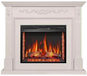 Casa Padrino Barock LED Elektrokamin Wei 128 x 38 x H. 110,5 cm