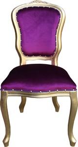 Casa Padrino Barock Luxus Esszimmer Stuhl Louis Lila / Gold - Barock Mbel