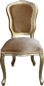 Casa Padrino Barock Luxus Esszimmer Stuhl Louis Gold / Gold - Barock Mbel