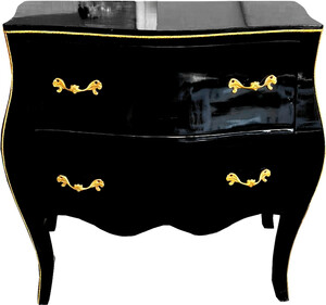 Casa Padrino Barock Luxus Kommode Schwarz Gold mit Glasplatte 85 cm - Barock M�bel