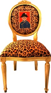 Casa Padrino Barock Medaillon Luxus Esszimmer Stuhl Leopard / Gold Napoleon - Luxs Kollektion