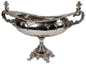 Casa Padrino Barock Messing Deko Sch�ssel Silber 75 x 41 x H. 52 cm - Barock Deko Accessoires