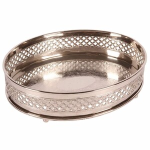 Casa Padrino Barock Messing Serviertablett Silber 30 cm - Barock Deko Accessoires - Gastronomie Accessoires