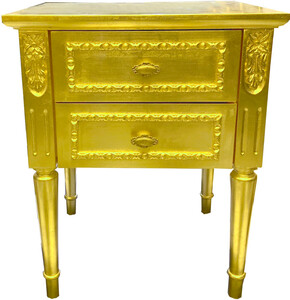 Casa Padrino Luxus Barock Nachtkommode Gold - Massivholz Nachttisch - Kommode mit 2 Schubladen - Handgefertigte Barock M�bel