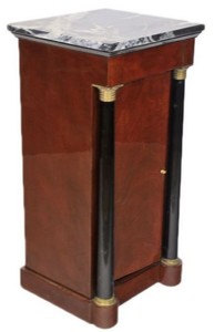 Casa Padrino Barock Mahagoni S�ule mit Marmorplatte Dunkelbraun / Schwarz / Gold 40 x 35 x H. 80 cm - Barock M�bel