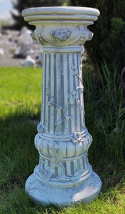 Casa Padrino Barock S�ule Grau  35 x H. 78 cm - Prunkvolle Gartens�ule im Barockstil - Runde Gartendeko Stein S�ule - Barock Garten & Terrassen Deko Accessoires