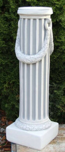 Casa Padrino Barock S�ule Wei� / Grau 30 x 30 x H. 116 cm - Prunkvolle Gartens�ule im Barockstil - Gartendeko Stein S�ule - Barock Garten & Terrassen Deko Accessoires