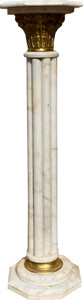 Casa Padrino Barock Sule Wei / Gold H. 113 cm - Prunkvolle Marmor Sule im Barockstil - Barock Deko Accessoires
