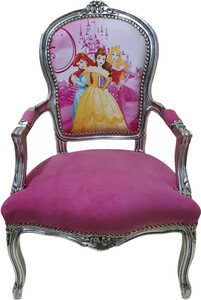 Casa Padrino Barock Salon Stuhl Prinzessin Rosa / Silber - Barock M�bel
