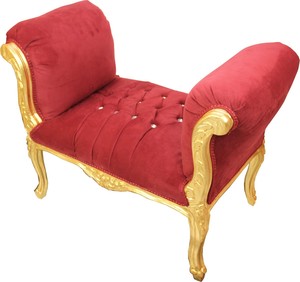 Casa Padrino Barock Schemel Hocker Bordeaux / Gold mit Bling Bling Glitzersteinen - Sitzbank M�bel
