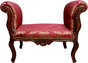 Casa Padrino Barock Schemel Hocker Bordeaux Muster / Braun - Sitzbank M�bel