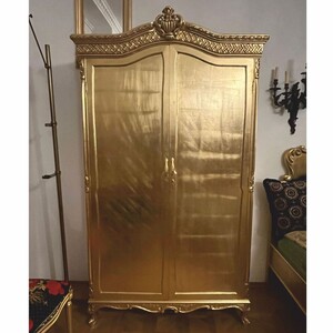 Casa Padrino Barock Schlafzimmer Schrank mit 2 T�ren Gold H. 220 cm - Barockstil Schlafzimmer M�bel