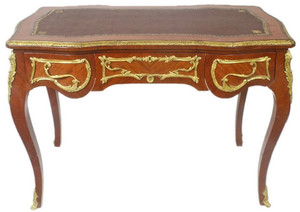 Casa Padrino Barock Schreibtisch Braun / Gold - Handgefertigter Massivholz B�rotisch mit 3 Schubladen - B�ro M�bel im Barockstil