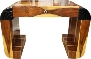 Casa Padrino Art Deco Sekret�r Hellbraun / Braun 120 x 61 x H82.5 cm mit Schublade - Designer Schreibtisch