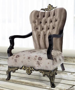 Casa Padrino Barock Sessel Braun / Beige / Schwarz / Gold 81 x 81 x H. 112 cm - Prunkvoller Wohnzimmer Sessel mit Blumenmuster - Barockstil M�bel