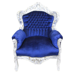 Casa Padrino Barock Sessel King Royalblau / Silber - Barock M�bel Antik Stil