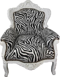 Casa Padrino Barock Sessel King Zebra / Wei - Antik Stil Mbel Schwarz Wei