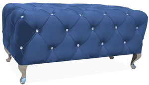 Casa Padrino Barock Sitzbank 100 x 50 x H. 46 cm - Verschiedene Farben - Gepolsterte Bank mit Glitzersteinen und Edelstahl Beinen - Barock Mbel